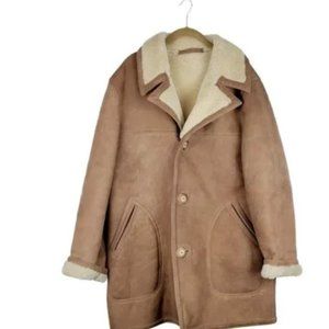 Sawyer of Napa mens 42 Long vintage shearling rancher coat unisex car length